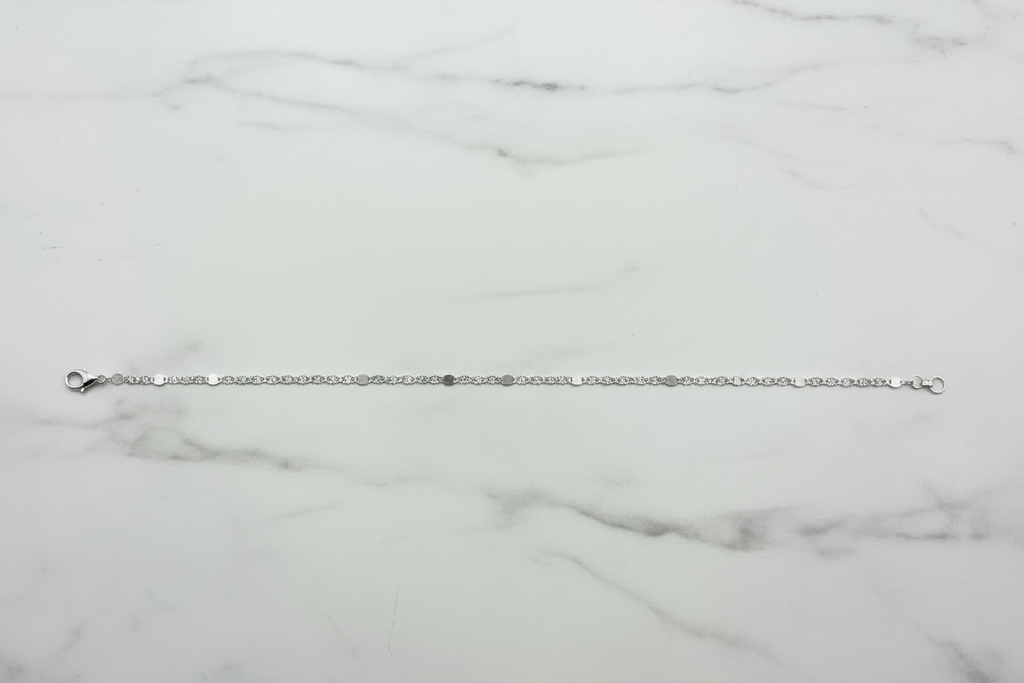 Girocollo oro bianco 18k lunghezza 44cm su marmo bianco, scala reale – CM Silver Jewels