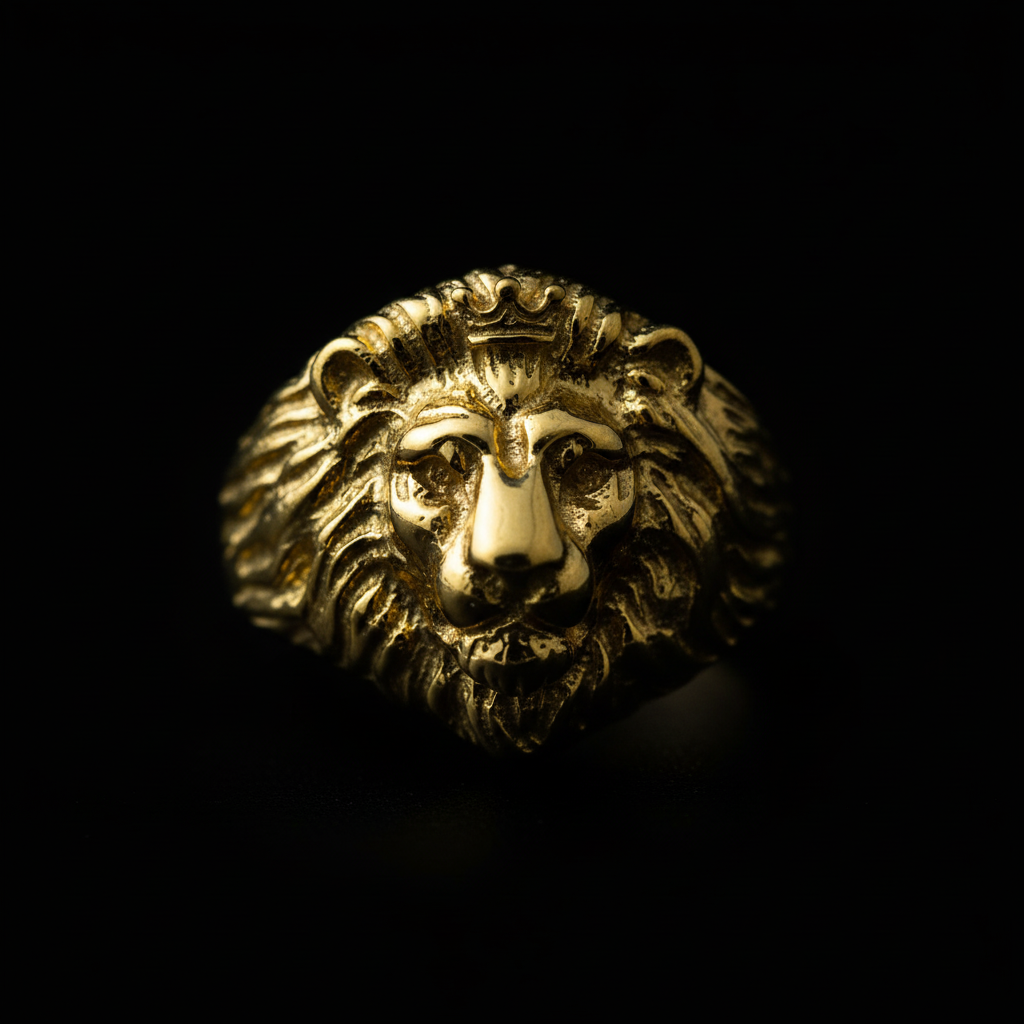 Anello Leone Small in Argento 925 Placcato Oro Giallo – Misura Regolabile | CM Silver Jewels