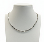 Collana Torchon a Maglie Intrecciate in Oro Bianco 18 Carati – 50 cm, Spessore 4 mm | CM Silver Jewels