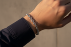 Bracciale in argento 925 maglia marinara indossato su polso maschile – CM Silver Jewels