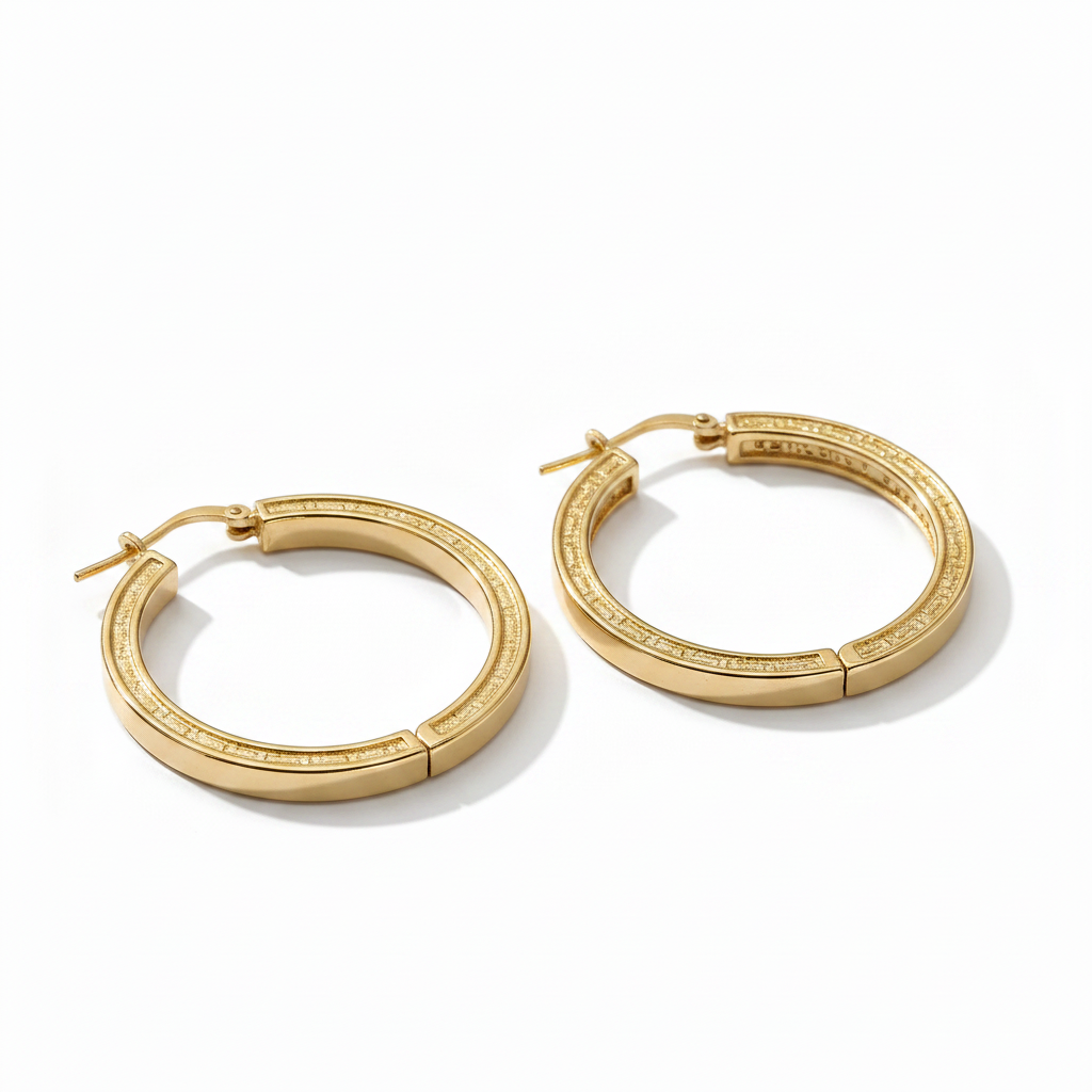 Orecchini in argento 925 placcati oro 24 kt – retro chiusura e profilo spessore 2 mm | CM Silver Jewels