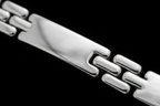 Dettaglio macro piastra ID e maglia doppia H bracciale argento 925 – CM Silver Jewels