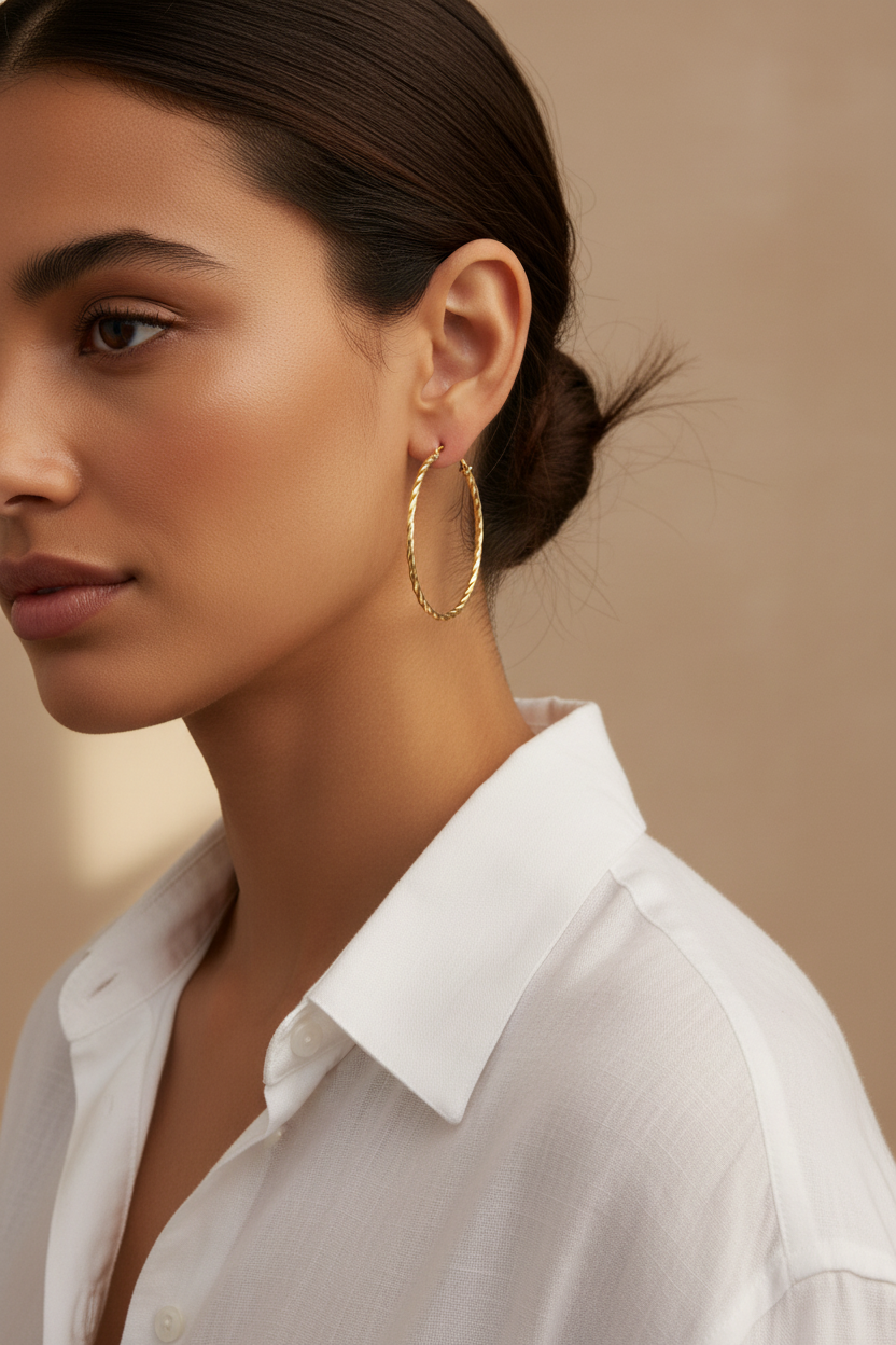 Lifestyle – Creola diamantata oro 18k indossata