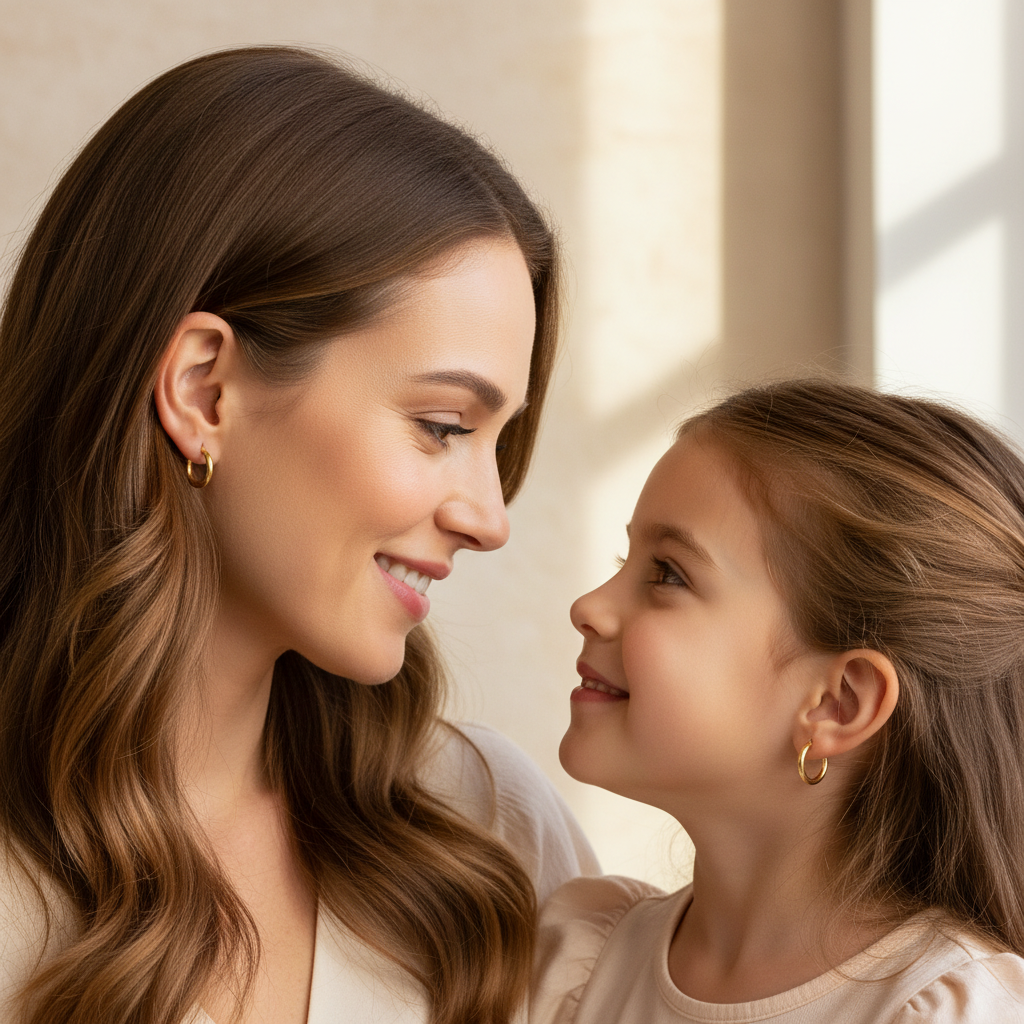 Lifestyle madre figlia orecchini oro 18k
