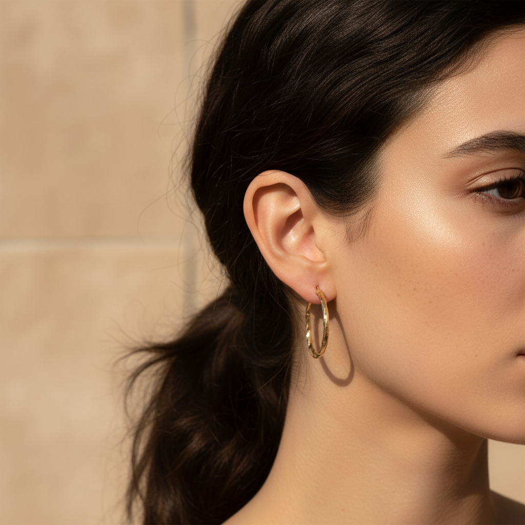 Lifestyle - Orecchini torchon oro 18k indossati