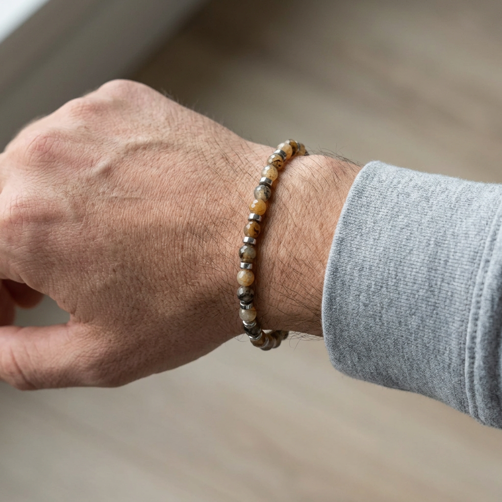 Nuovo tentativo del bracciale in agata indossato su uomo