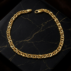 Bracciale Uomo in Argento 925 Placcato Oro 24K Maglia Occhio di Tigre 4 mm | CM Silver Jewels