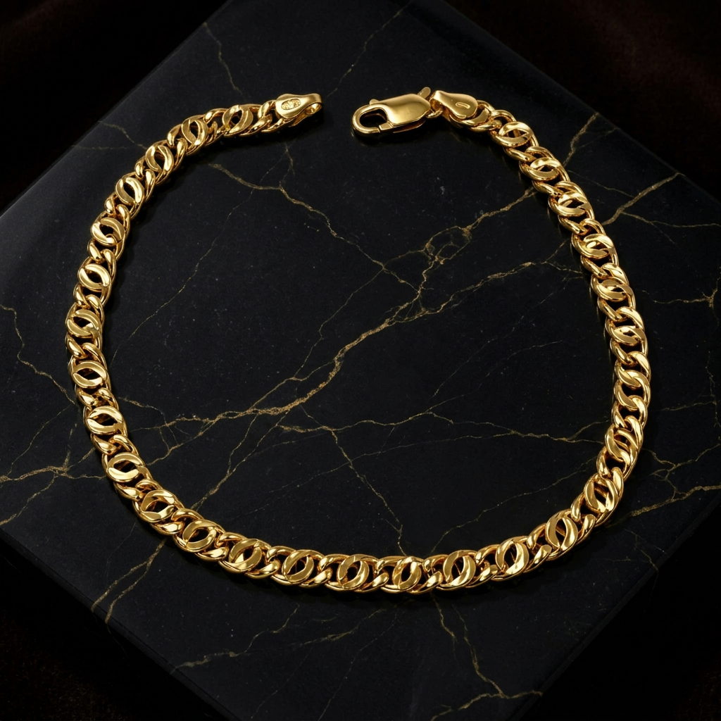 Bracciale Uomo in Argento 925 Placcato Oro 24K Maglia Occhio di Tigre 4 mm | CM Silver Jewels