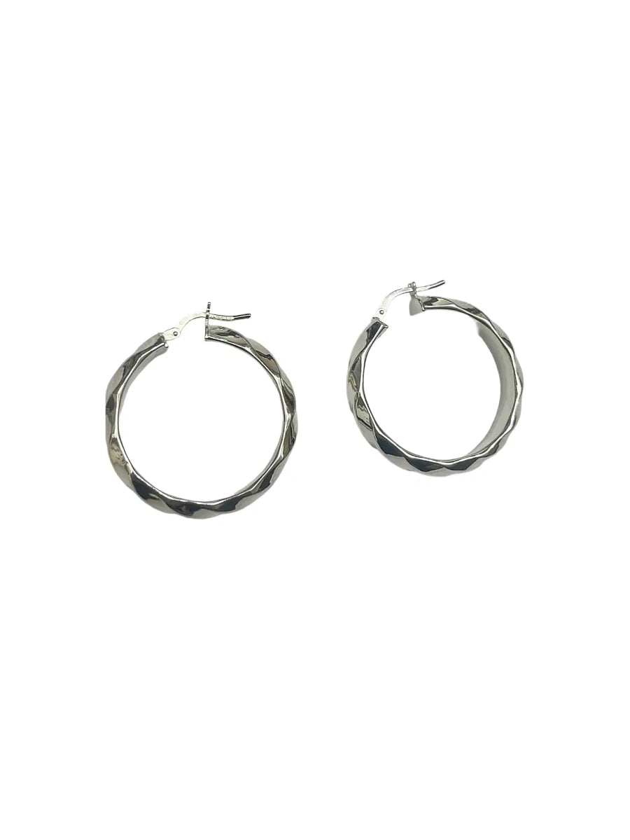 Orecchini a Cerchio in Argento 925 Martellato – Design Moderno e Luminoso - CM Silver Jewels