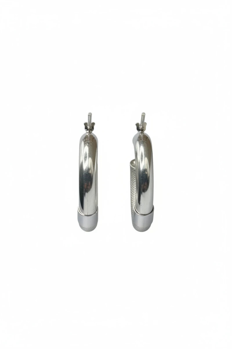 Orecchini a cerchio in Argento 925 satinati e lucidi – Diametro 3 cm - CM Silver Jewels