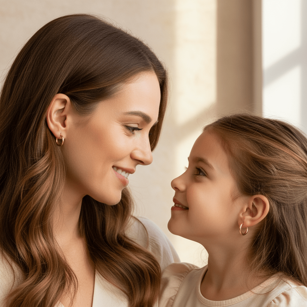 Lifestyle madre figlia orecchini oro 18k