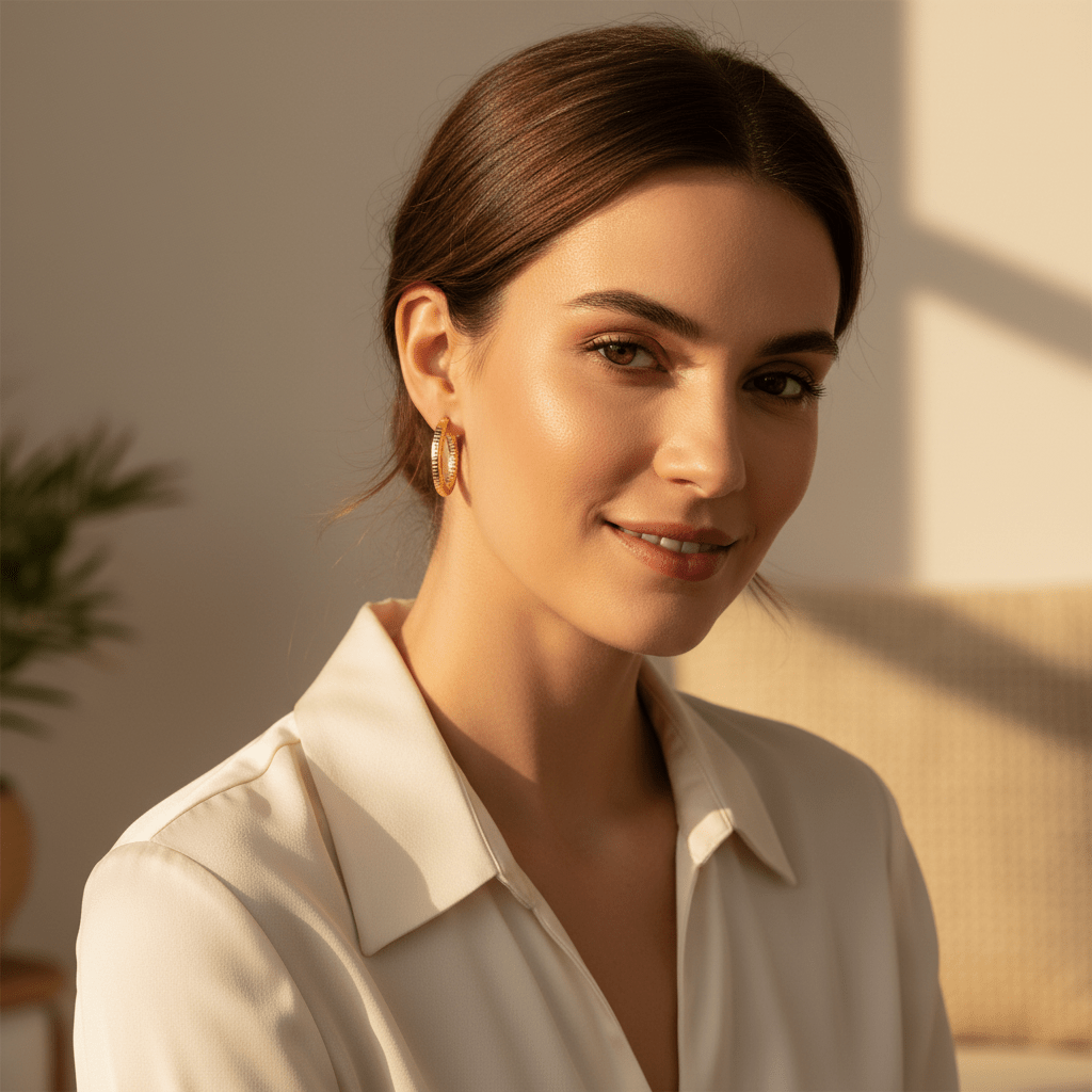 Lifestyle - orecchini cerchio oro 18k indossati