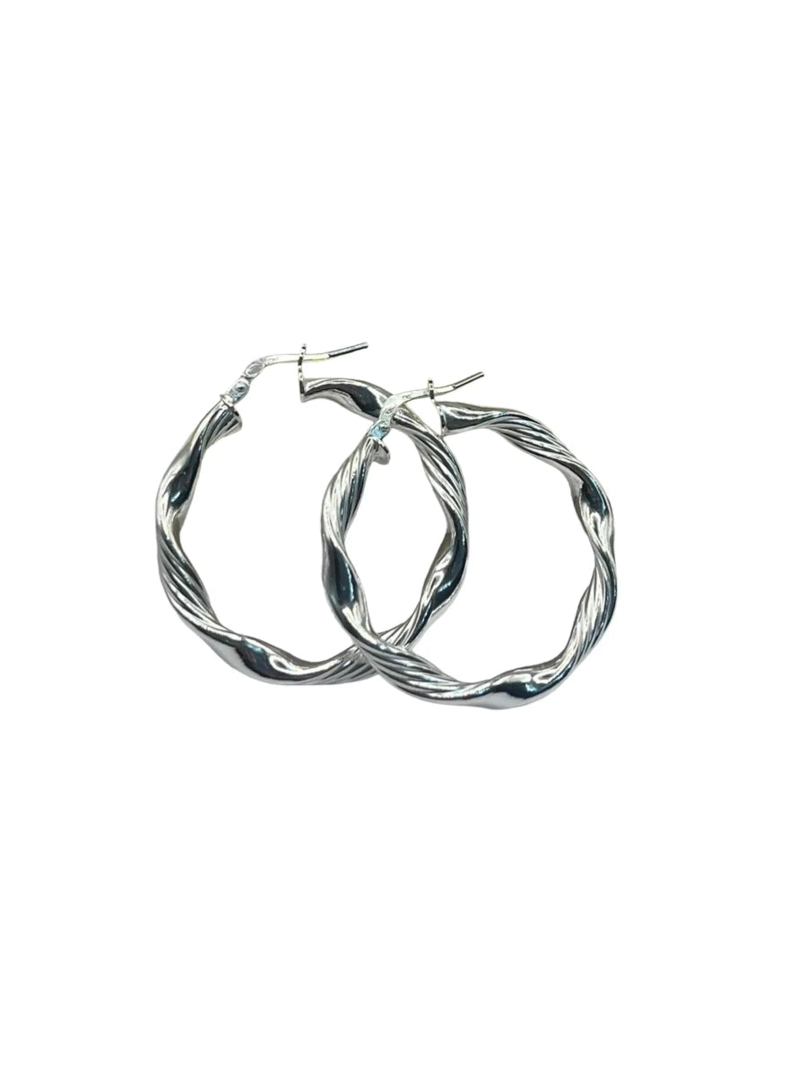 Orecchini a Cerchio Intrecciati in Argento 925 – Diametro 3 cm - Design Moderno - CM Silver Jewels