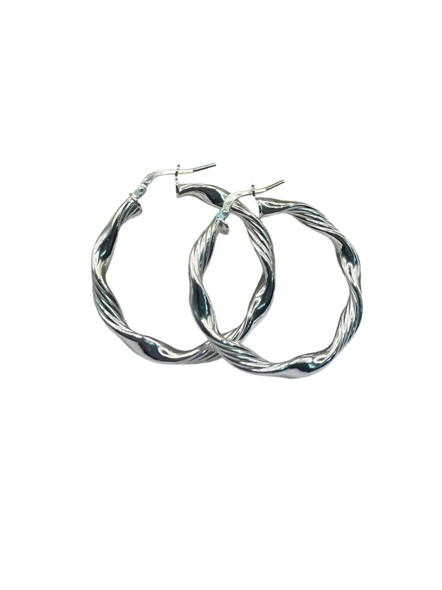 Orecchini a Cerchio Intrecciati in Argento 925 – Diametro 3 cm - Design Moderno - CM Silver Jewels