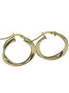Orecchini a cerchio ondulato in argento 925 placcato oro giallo, superficie lucida riflettente