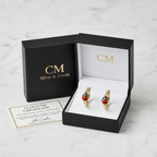 Orecchini cerchio oro 18k coccinella smaltata nel cofanetto regalo CM Silver & Jewels con certificato, su piano in marmo – CM Silver Jewels