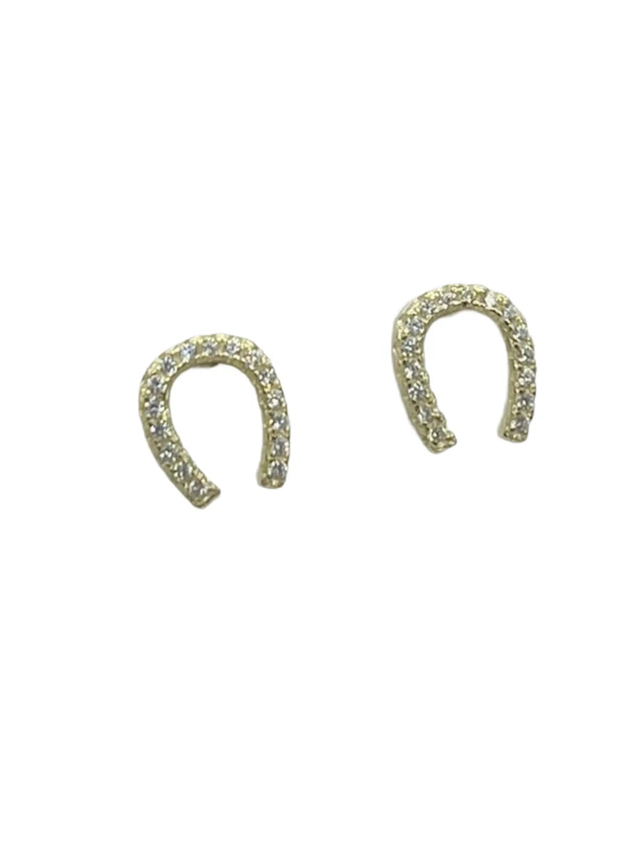 Orecchini Ferro di Cavallo in Argento 925 Dorato con Zirconi - CM Silver Jewels