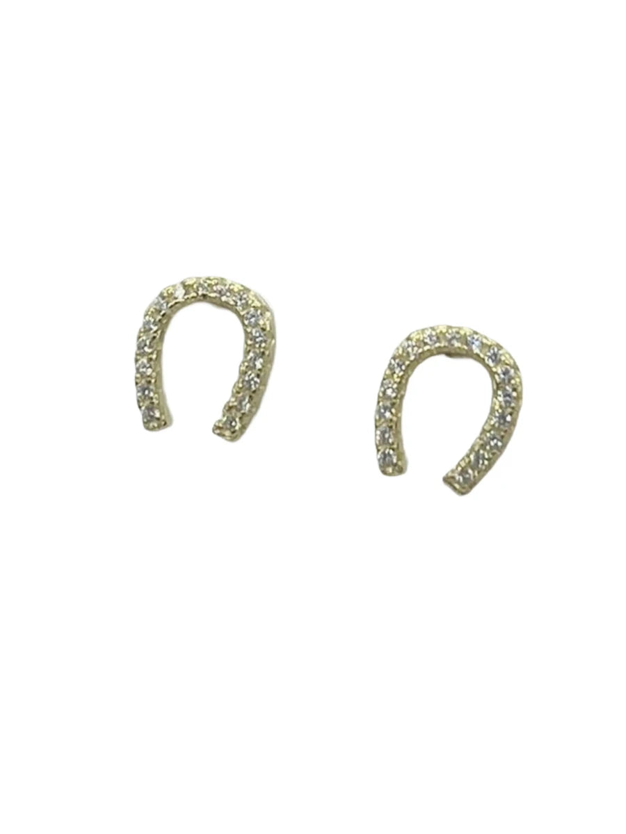 Orecchini Ferro di Cavallo in Argento 925 Dorato con Zirconi - CM Silver Jewels