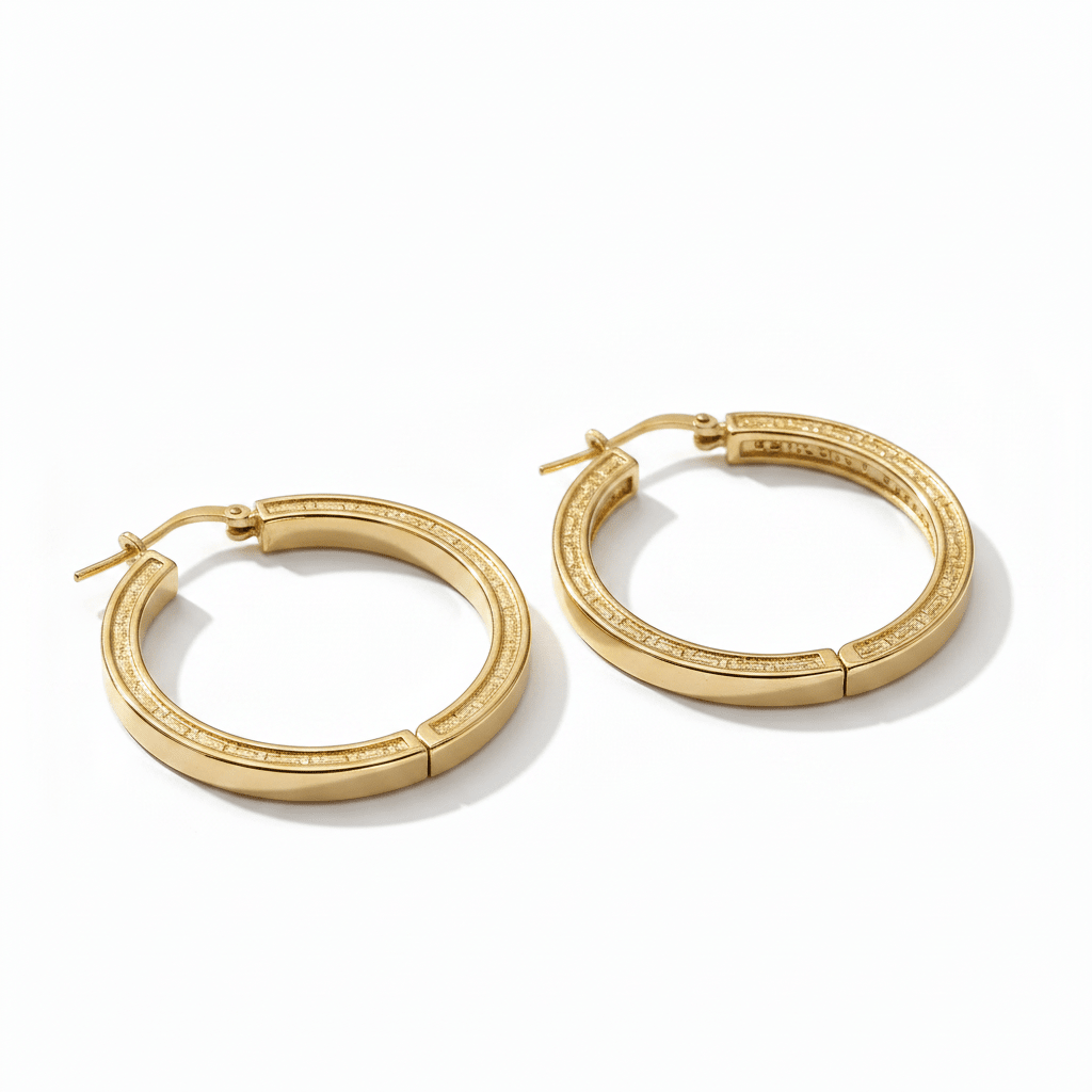 Orecchini in argento 925 placcati oro 24 kt – retro chiusura e profilo spessore 2 mm | CM Silver Jewels