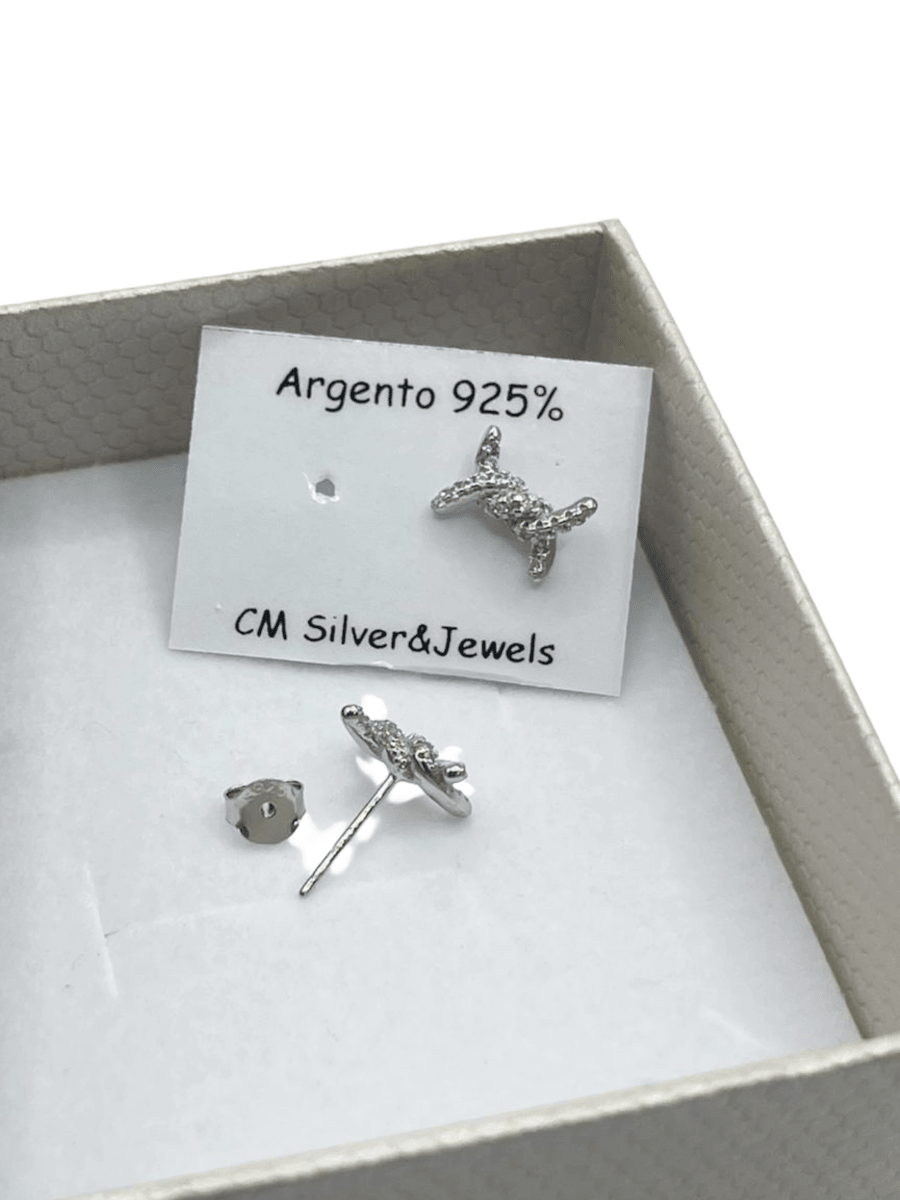 Orecchini Nodo in Argento 925 con Zirconi