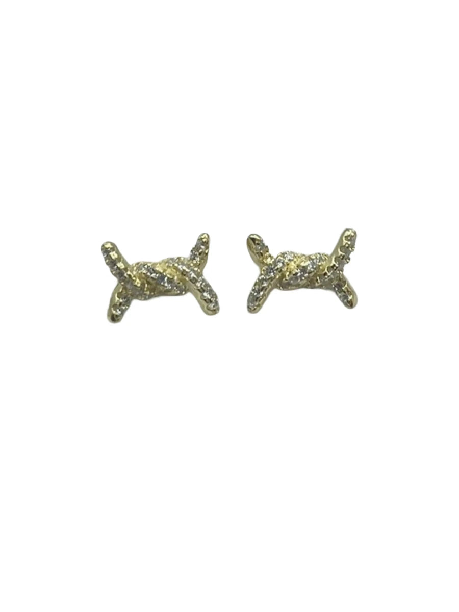Orecchini Nodo in Argento 925 Placcato Oro con Zirconi - CM Silver Jewels