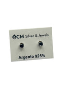 Orecchini Punto Luce con Pietra Nera in Argento 925 - CM Silver Jewels