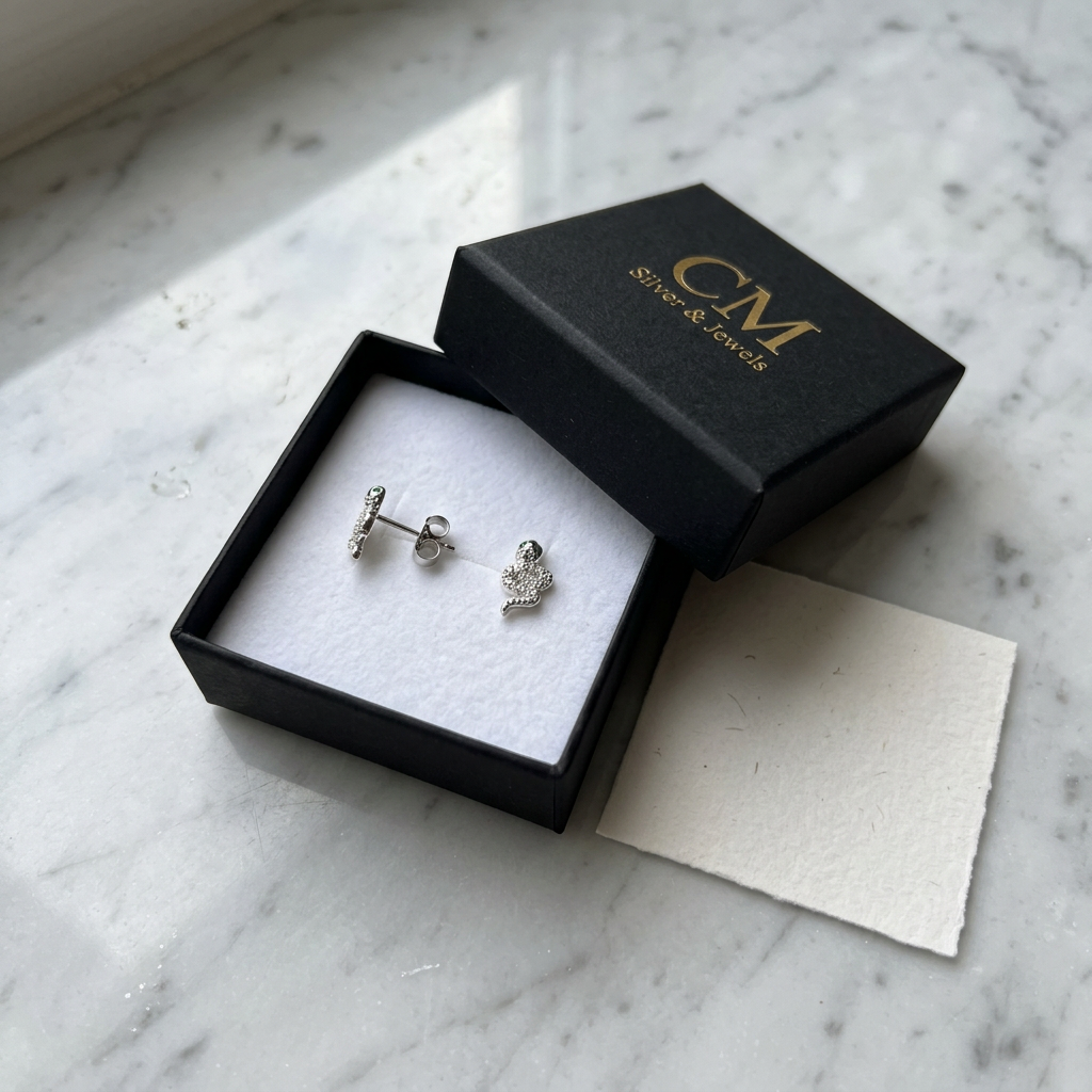 Orecchini serpente con occhi verdi nel cofanetto CM Silver & Jewels