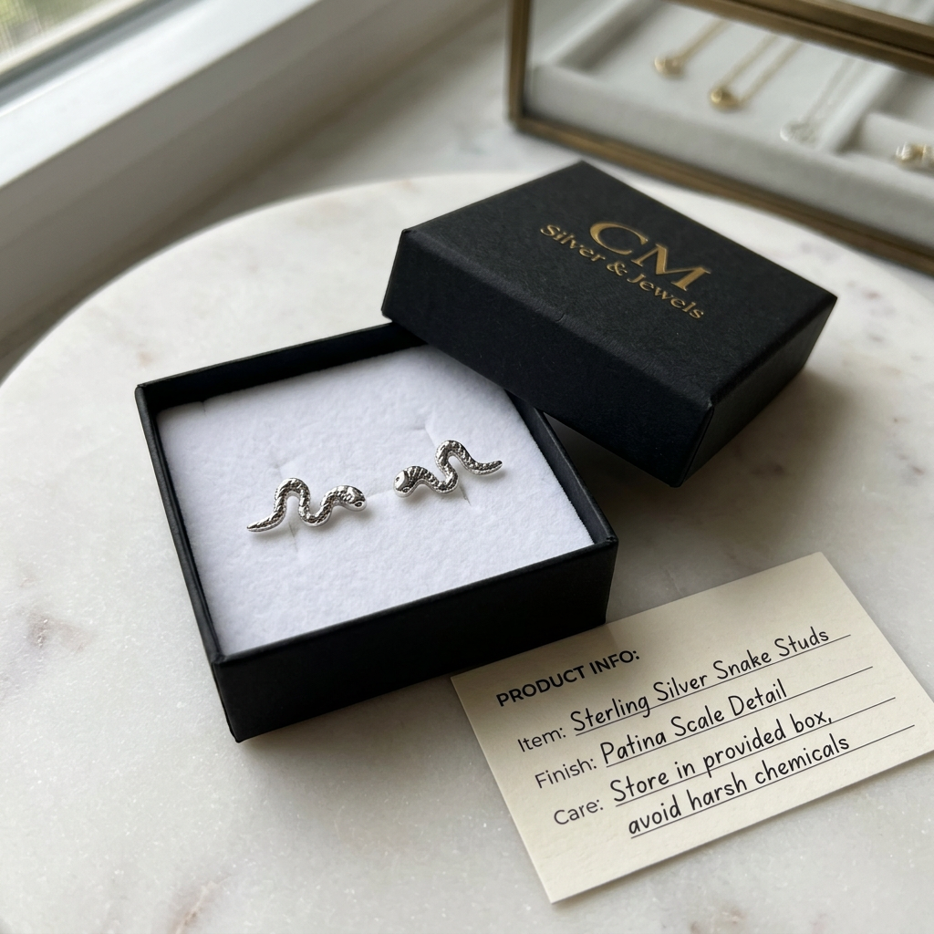 Orecchini serpente nel cofanetto CM Silver & Jewels