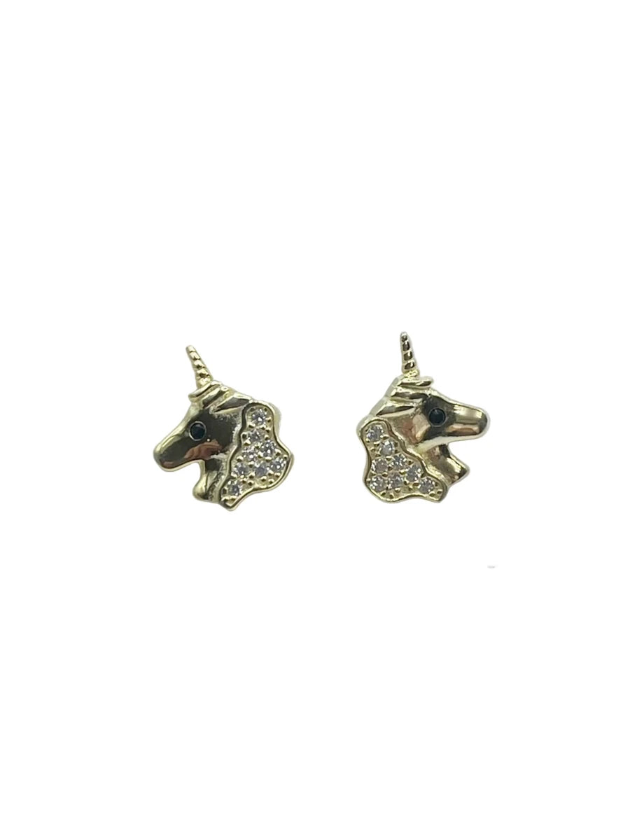 Orecchini Unicorno in Argento 925 Placcati Oro con Zirconi - CM Silver Jewels