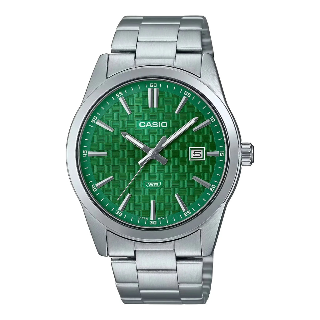 OROLOGIO CASIOMTP-VD03D-3A1UDF Uomo acciaio Quadrante VERDE 41mm con Data - Gioielleria CM SILVER & JEWELS