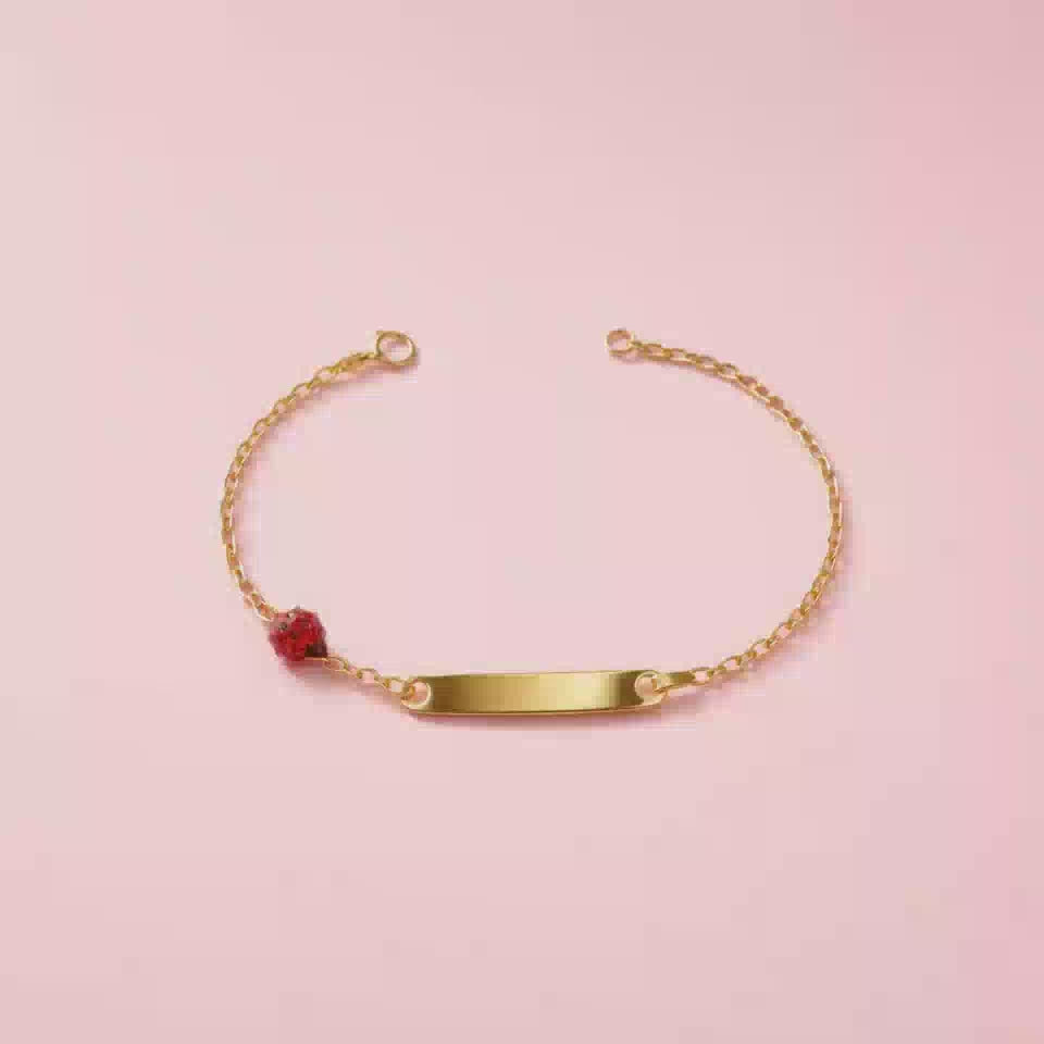Bracelet d'identité en Or 18k avec Coccinelle Émaillée – 14 cm | CM Silver Jewels