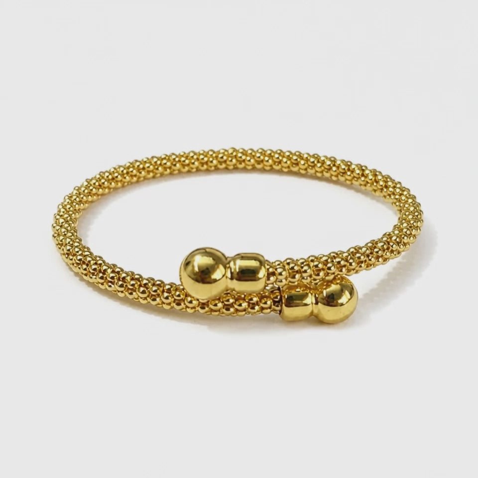 Bracciale Donna Argento 925 Semirigido Maglia Popcorn con Terminali a Sfere – Silver, Rosé o Gold | CM Silver Jewels