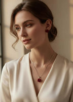 925 Silver Rose Model Necklace and Earrings Set | CM Silver Jewels