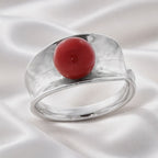 Bague pour Femme en Argent 925 avec Pâte de Corail – Taille 10 | CM Silver Jewels