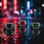 Anello Berlino Uomo in Argento 925 Regolabile – Verde, Rosso e Nero | CM Silver Jewels