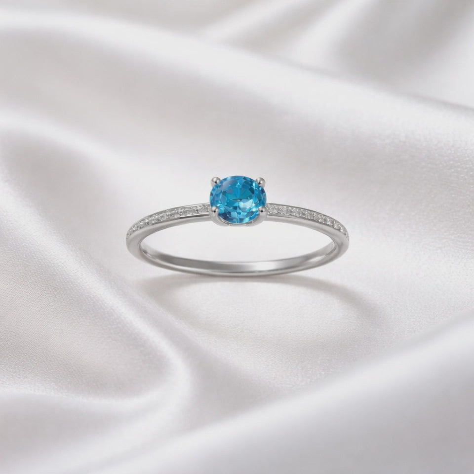 Women's Ring in 925 Silver with Topaz Stone – Size 23 | CM Silver Jewels