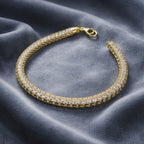 Bracelet maille tubulaire en or 18 carats avec zircons – 19 cm | CM Silver Jewels