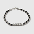 Bracciale Uomo Aqua in Acciaio con Sfere Nere e Cubi – 22 cm | CM Silver Jewels