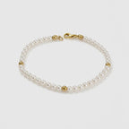 Bracciale Luce di Perle Chiare con Dettagli Dorati 19,5 cm | CM Silver Jewels