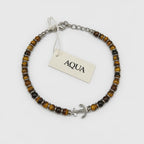 Bracciale Uomo Aqua in Acciaio con Occhio di Tigre e Ancora – 22 cm | CM Silver Jewels