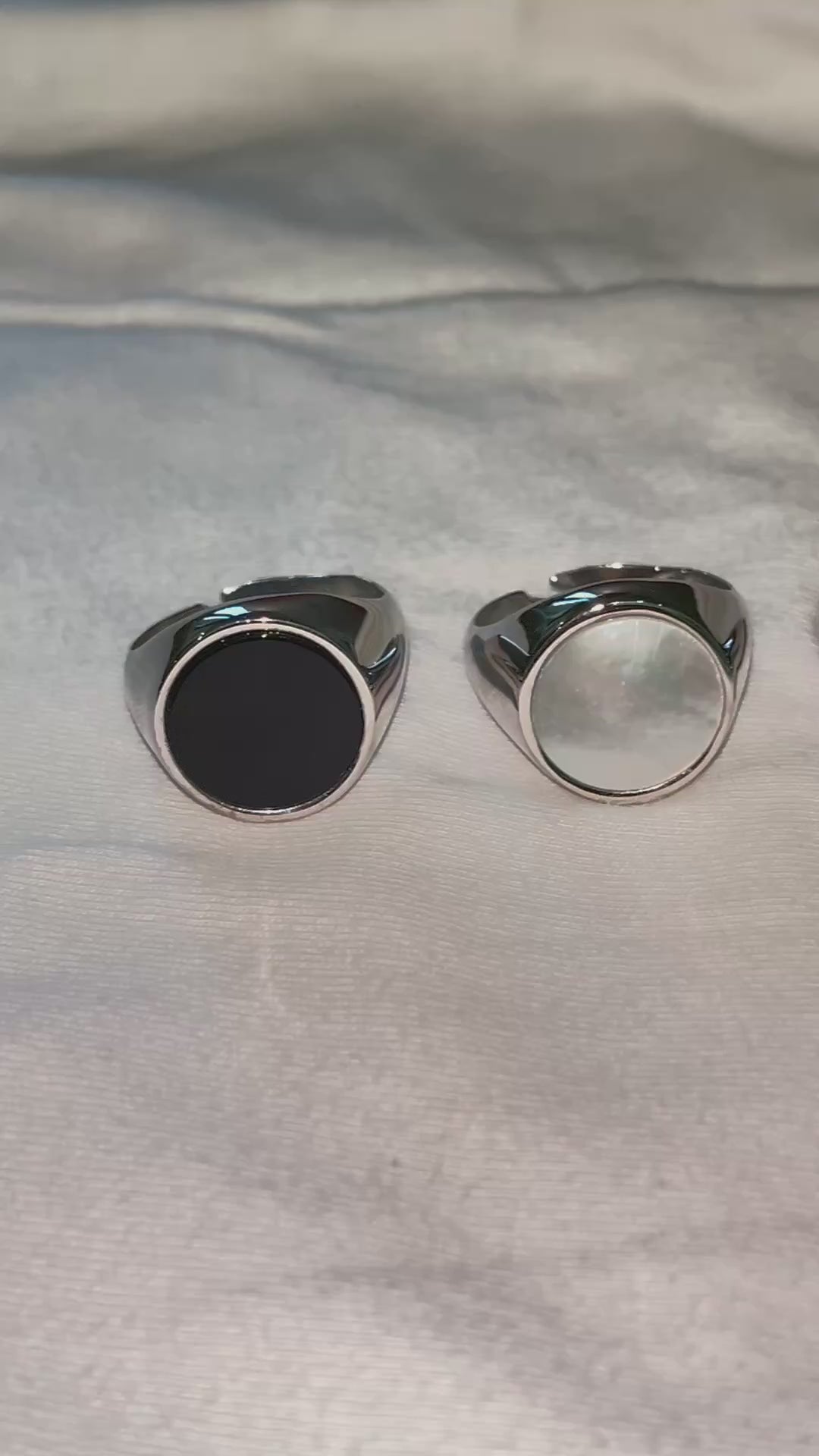 Anello Chevalier in Argento 925 con Pietra Naturale – 5 Colori, Misura Regolabile | CM Silver Jewels