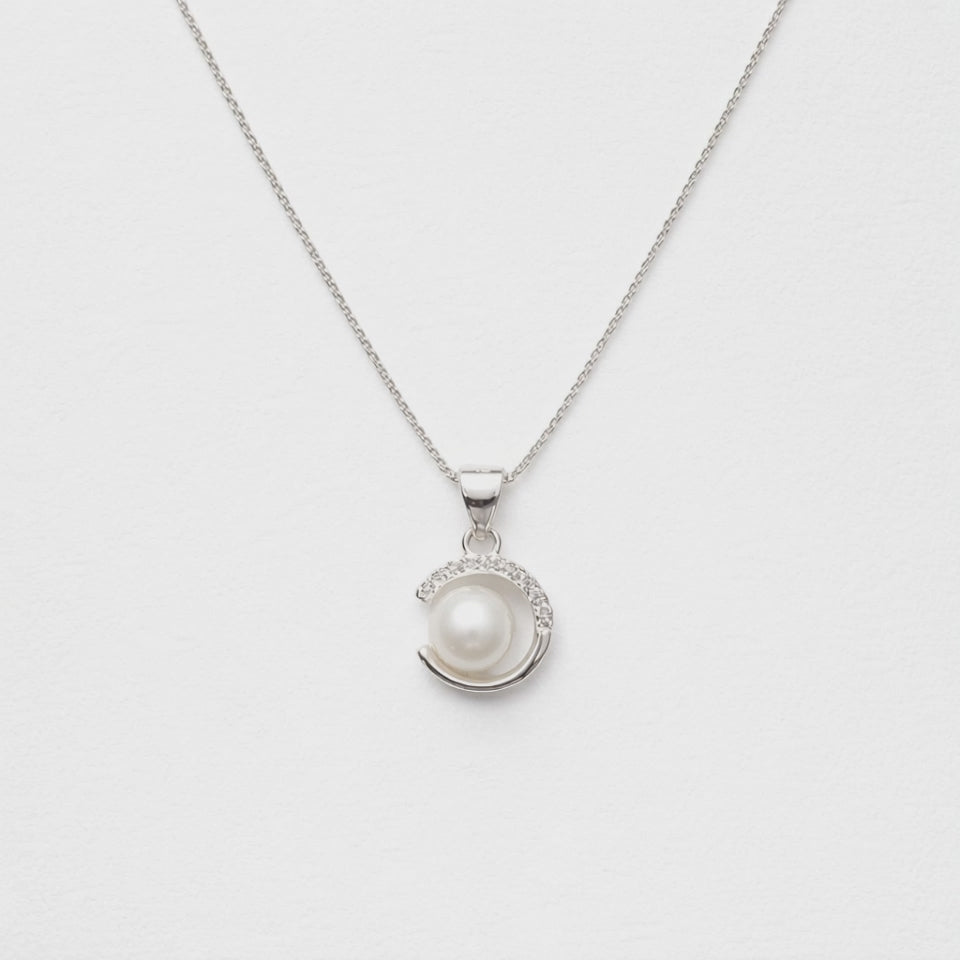 Collana "Luce di Luna" in Argento 925 con Perla e Pavé di Zirconi