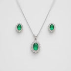 Kate Jewelry Set: Royal Elegance in 925 Sterling Silver and Hydro Emerald