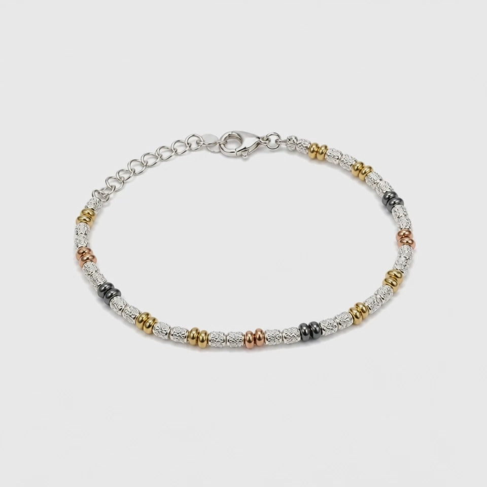 Bracciale in Argento 925 con Rondelle Multicolor – Lunghezza 17-20 cm | CM Silver Jewels