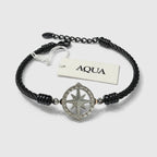 Bracciale Uomo Aqua in Acciaio Nero Intrecciato con Rosa dei Venti | CM Silver Jewels