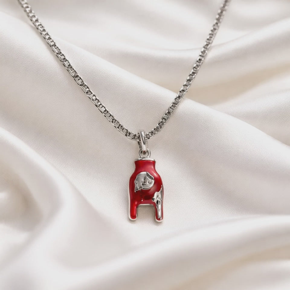 Ciondolo Corna in Argento 925 con Smalto Rosso – Portafortuna | CM Silver Jewels