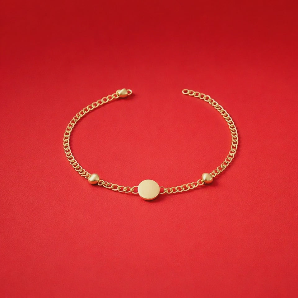 Bracciale in Oro 18K con Medaglietta e Cuori – 18 cm | CM Silver Jewels