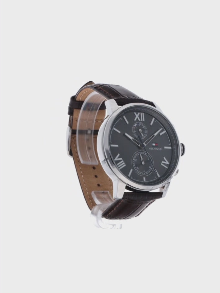 Orologio Uomo Tommy Hilfiger Acciaio Cinturino in Cuoio Marrone 44mm | CM Silver Jewels