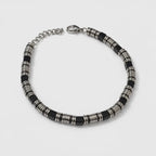 Bracciale Uomo Aqua in Acciaio con Anelletti e Cubetti Neri – 22 cm | CM Silver Jewels