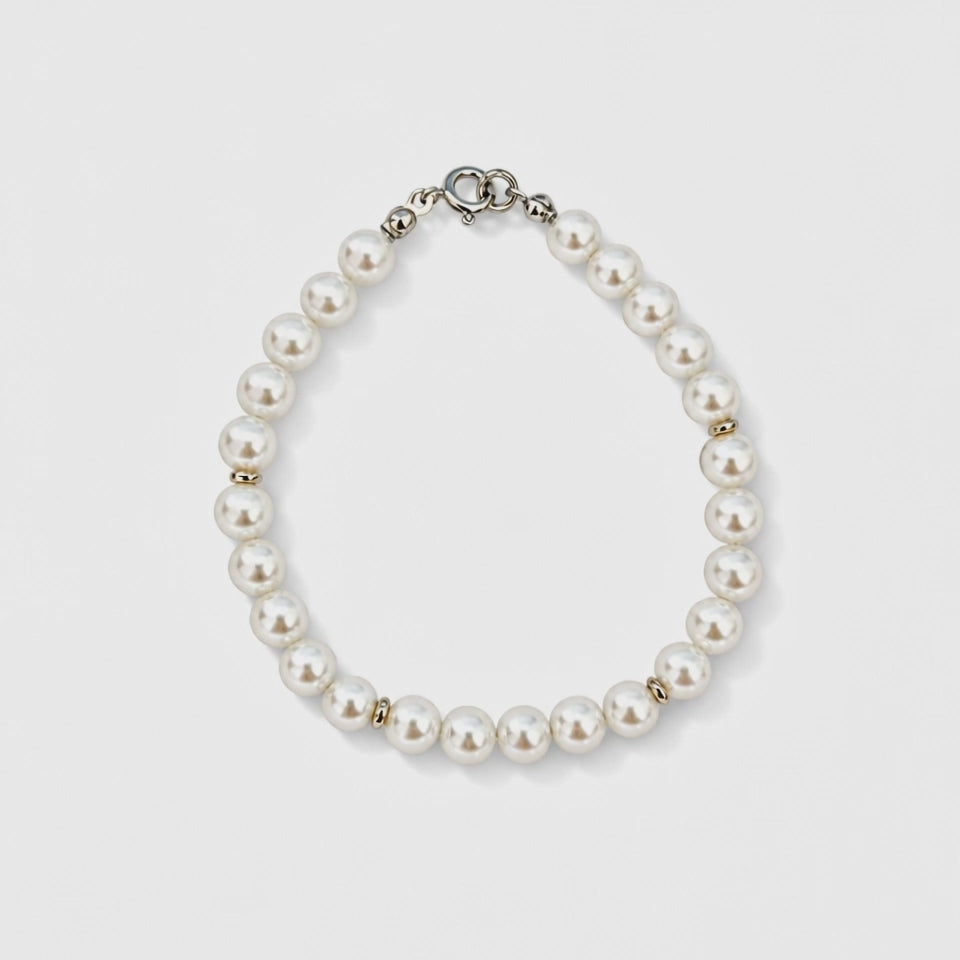 Bracciale Riflessi di Perla con Dettagli Argentati 18 cm | CM Silver Jewels